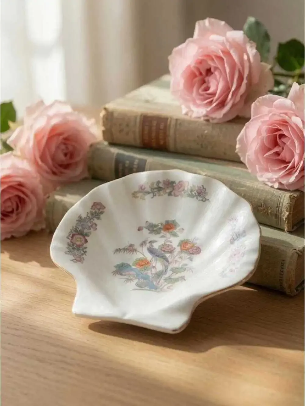 Vintage Wedgwood Kutani Crane Shell Trinket Dish – Bone China Made in England